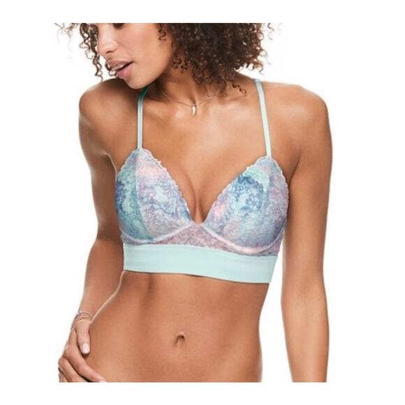Victoria’s Secret PINK Lace Lightly Lined Bralette Multicolor Size L - Picture 1 of 4